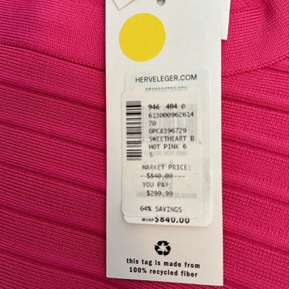 Herve Leger Paris - Sweetheart Hot Pink Bandage Dress - Picture 5 of 5